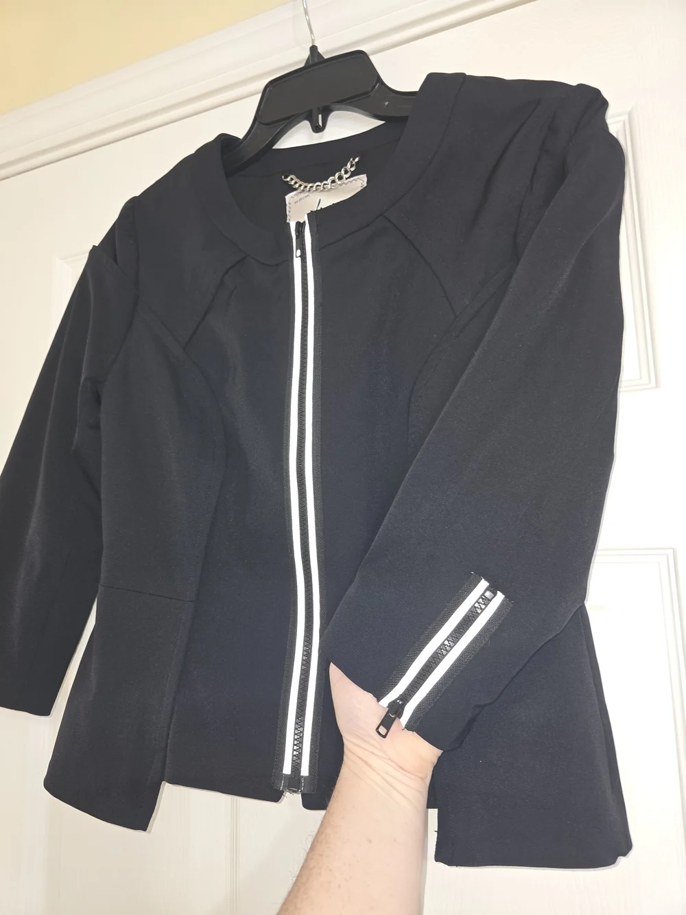 Milly Of New York Black Zip-Front Tailored Designer Jacket - Picture 6 of 13